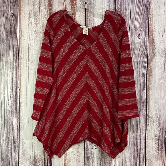 American Rag Red & Silver Shiny Striped Sweater Women’s Size 2X. #5053 - Picture 1 of 8